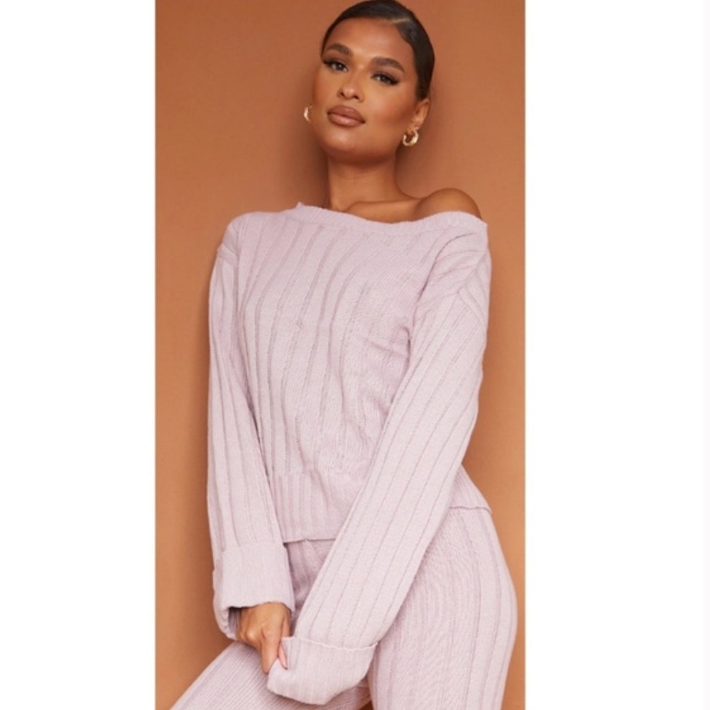 Womens New PrettyLittleThing Rose Bardot Sweater